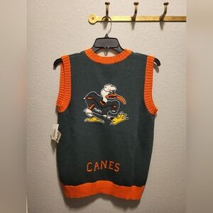 Miami Hurricanes Sleeveless Sweater Vest - Green and Orange M